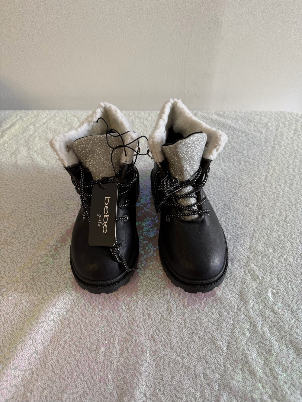 bebe Girl Black Faux Fur-Lined Winter Boots
